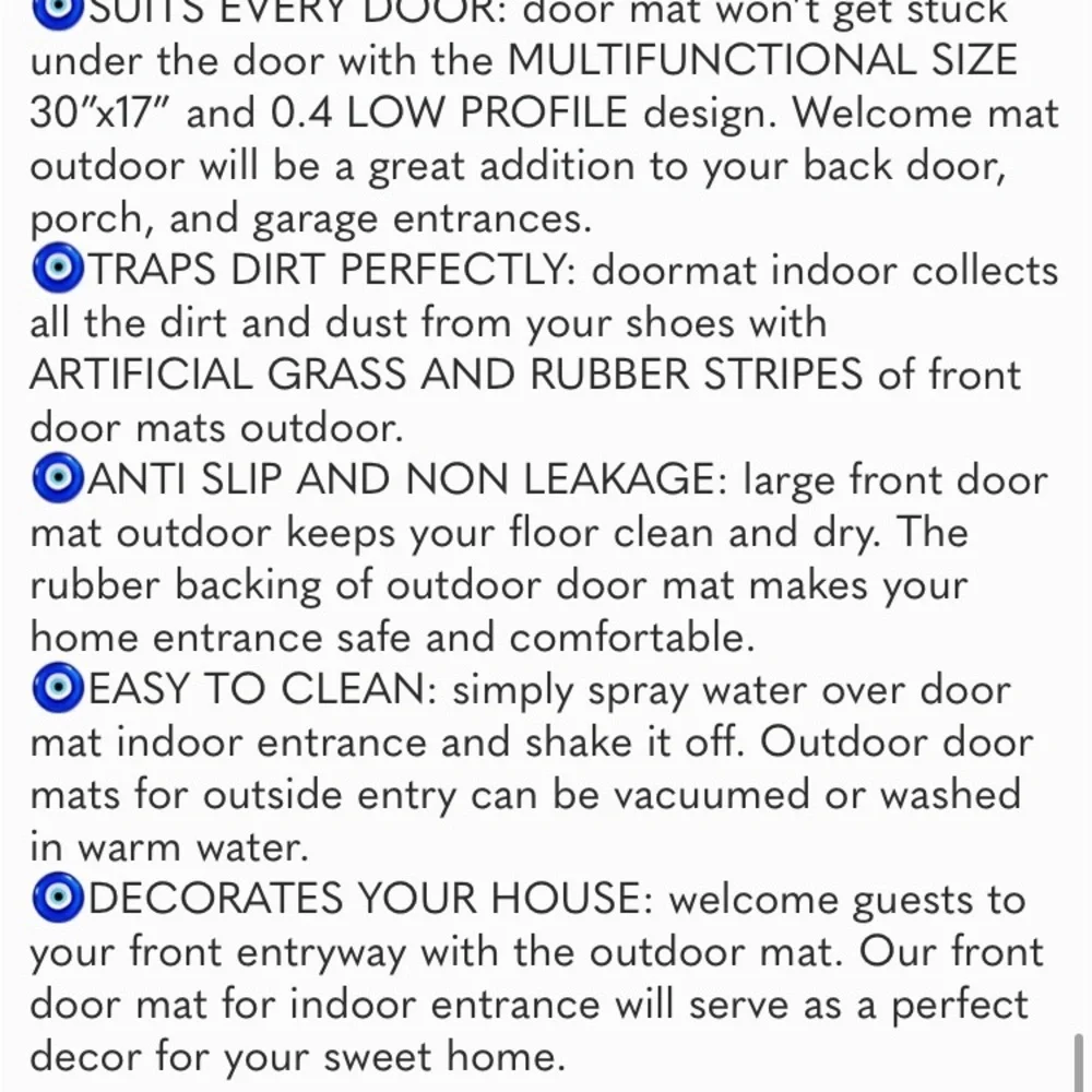 Durable Door Mat Door Mats Front Door Mat Doormat - 30x17 Welcome Mat